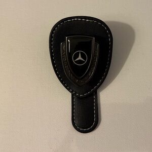 Mercedes Benz Sunglass Holder for Car with Logo Black PU Leather NWT
